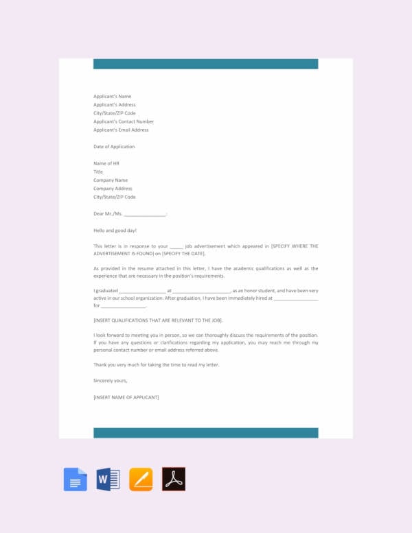 free formal job application letter template