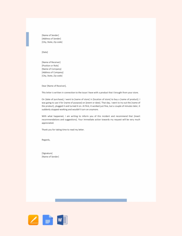 free formal letter example