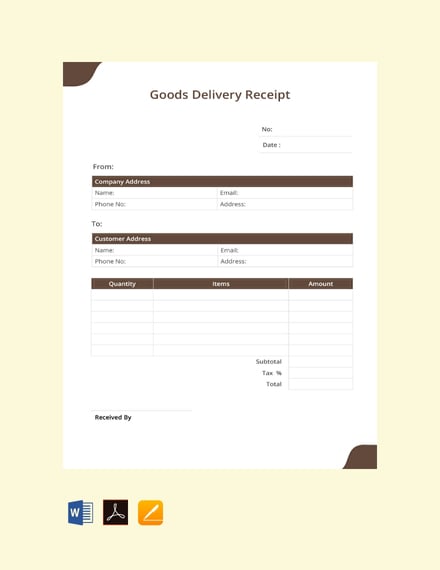 free goods delivery receipt