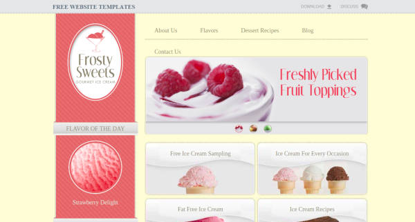 free ice cream website template