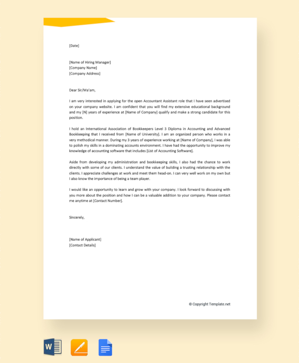 12 Job Application Letter Templates For Accountant Word Pdf Free Premium Templates