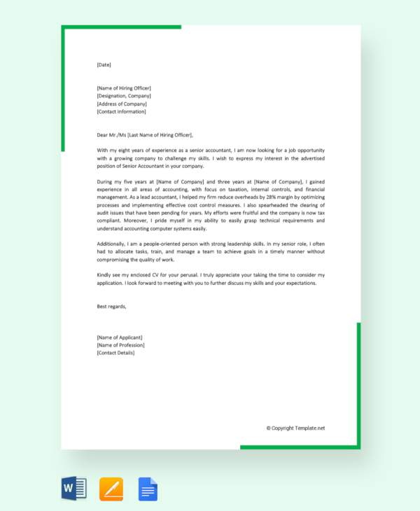 21 Job Application Letter Templates For Accountant Word PDF