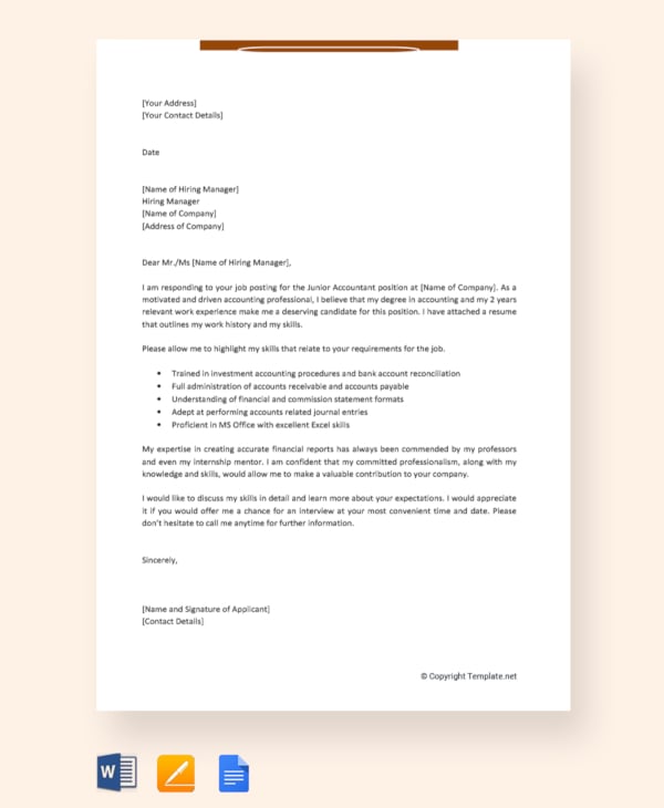 accountant job application letter pdf