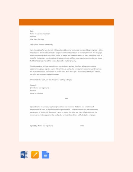free job appointment letter template