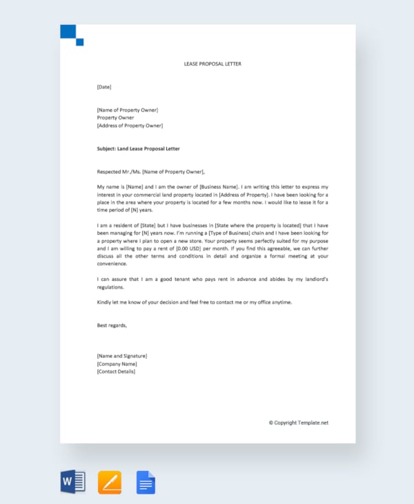 free lease proposal letter