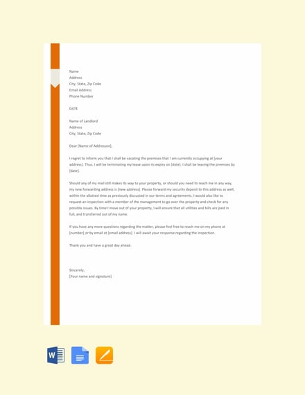 free lease termination letter template