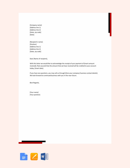 16+ Payment Acknowledgement Letter Templates - PDF, DOC