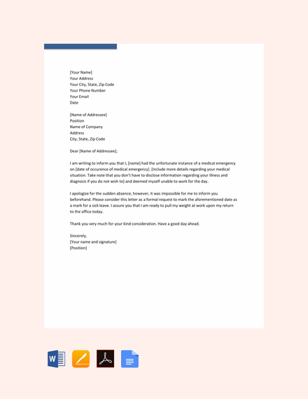 Medical Leave Application Letter Format For Office Photos