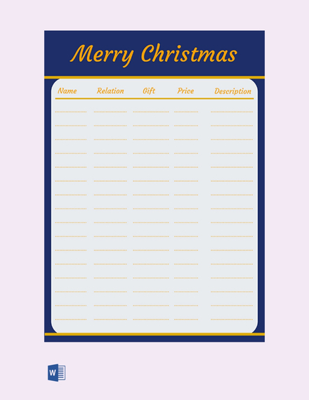 free merry christmas gift list