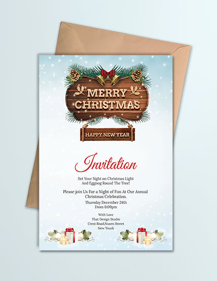 free merry christmas and new year party invitation template
