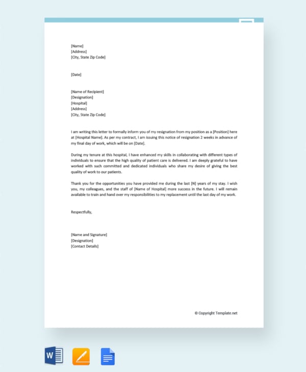 Nursing Resignation Letter 2 Week Notice from images.template.net