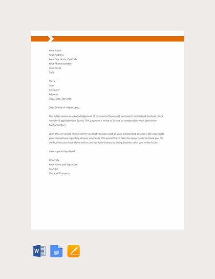 16+ Payment Acknowledgement Letter Templates - PDF, DOC