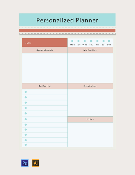 free personalized planner template 440x570