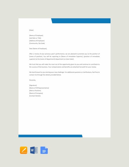 21+ FREE Promotion Letter Templates - PDF, DOC, Apple Pages, Google Docs