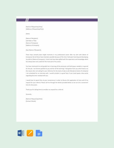 free reference request letter template