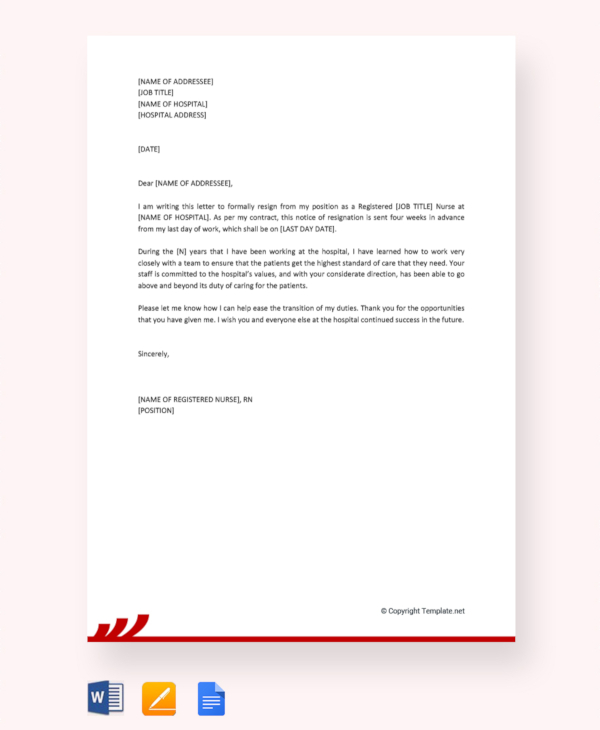 11+ Sample Nursing Resignation Letter Templates PDF, DOC