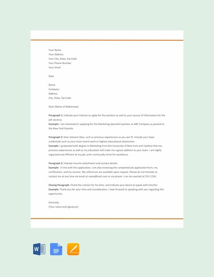 free resume cover letter format