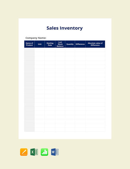 free sales inventory template