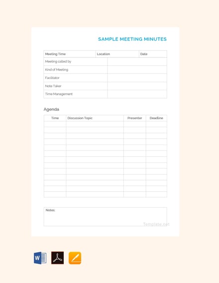 free sample minutes of meeting template