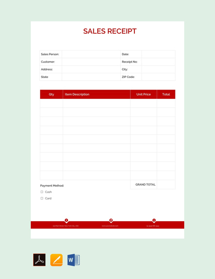 free sample sales receipt template