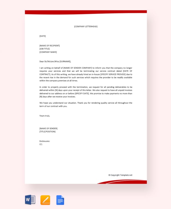 free service contract termination letter