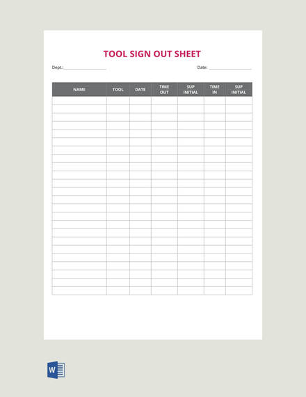 free sign out sheet template