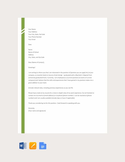 free simple application letter template