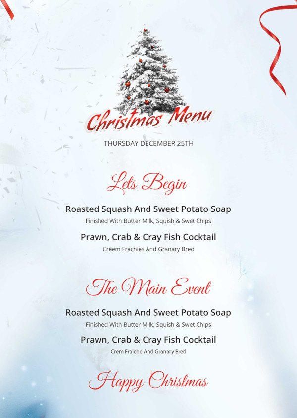 xmas party menu template free download word