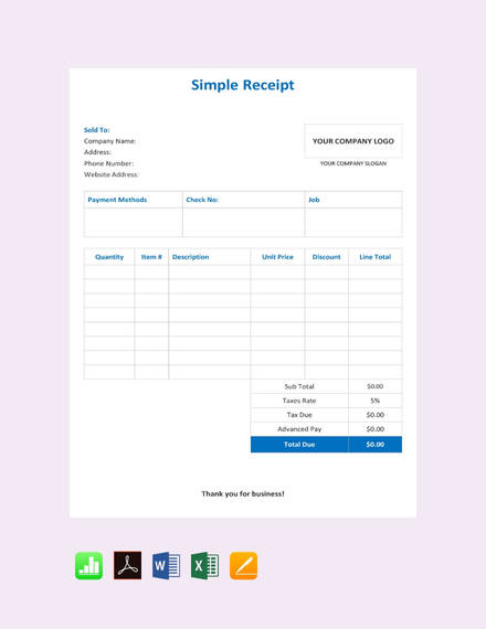 12 receipt templates in apple pages free premium