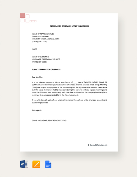 Termination of Services Letter - 9+ Free Word, PDF Documents Download