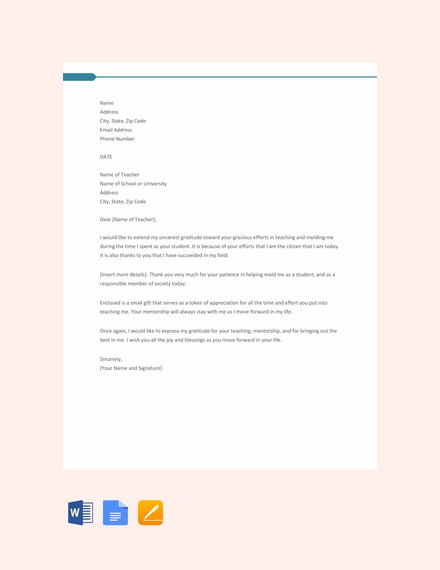 14+ Free Thank You Letter To Teacher - PDF | Word | Apple Pages ...