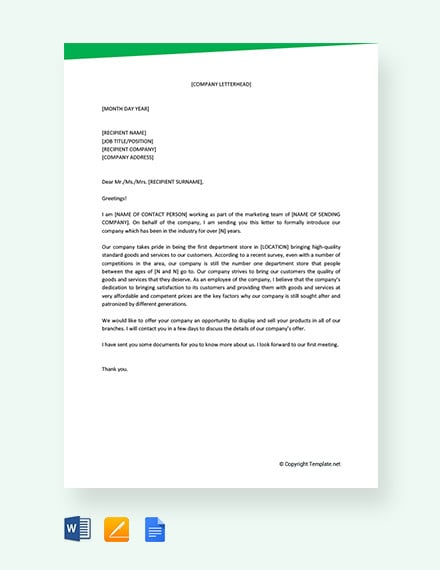 free trading business introduction letter