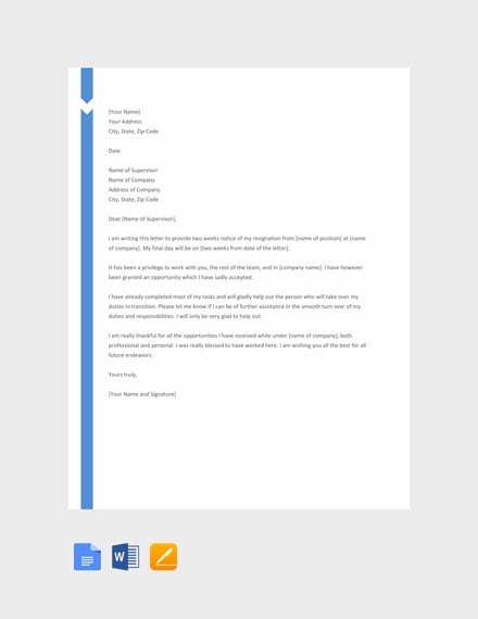 free two weeks notice template