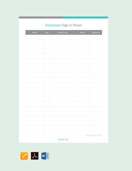 free volunteer sign in sheet