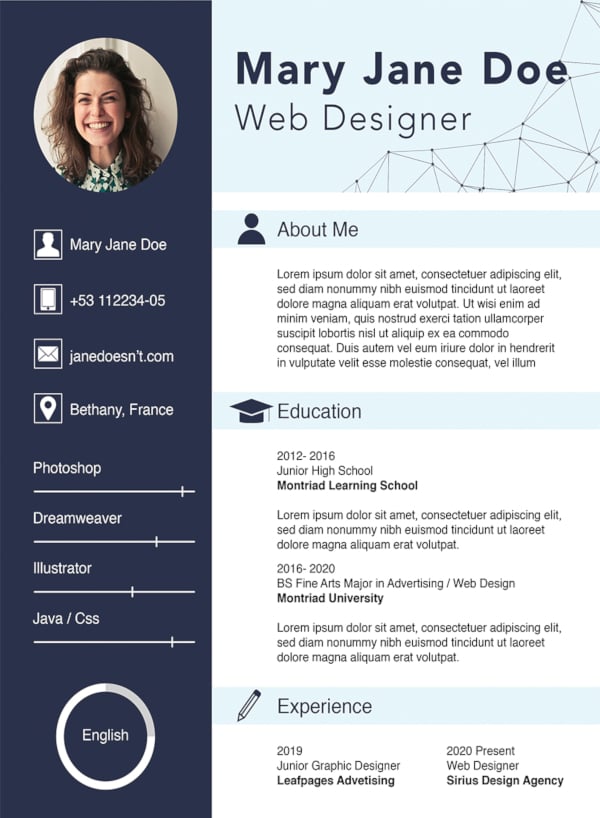 free web designer fresher cv template
