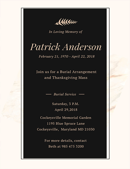 funeral service invitation template