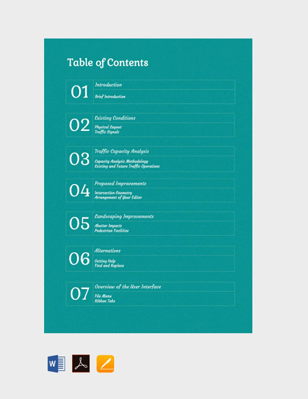 Free 44+ Table of Contents Templates, PDF, DOC, Google Docs