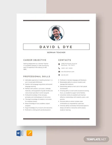 german-teacher-resume-template