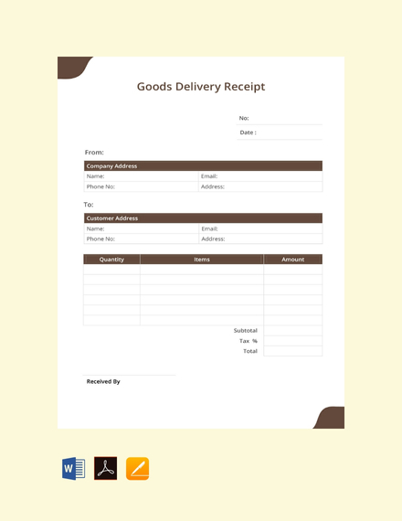 goods delivery receipt template