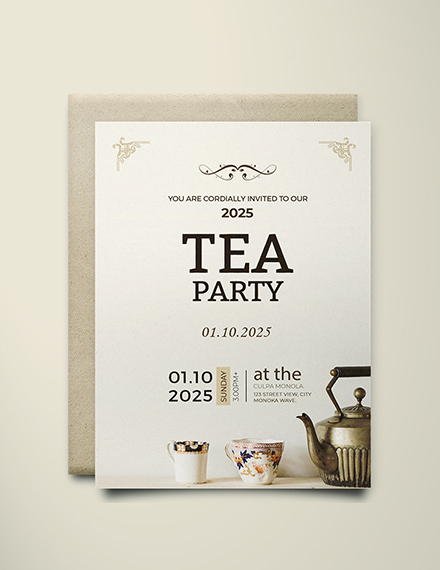 high tea party invitation card sample