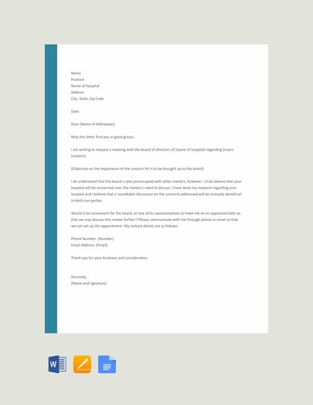 hospital appointment letter template