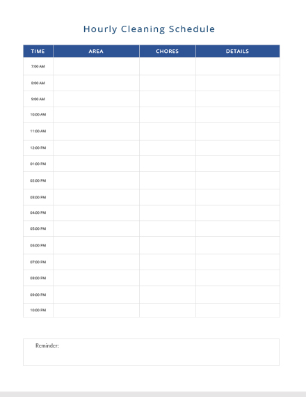 Hourly Cleaning Schedule