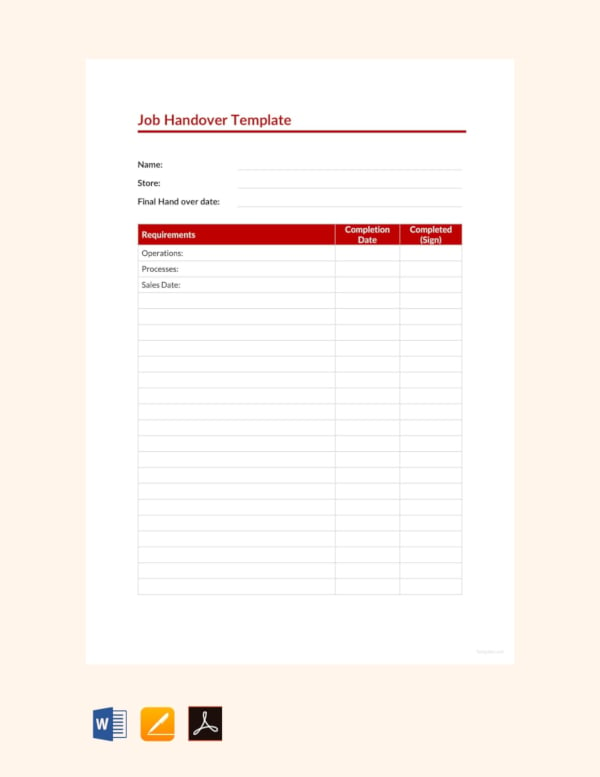 job handover report template