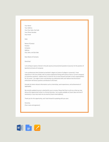 55+ Cover Letter Templates - PDF, Ms Word, Apple Pages, Google Docs