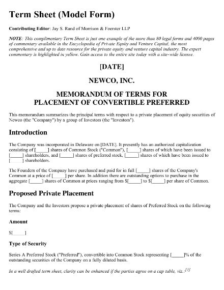 13 Business Term Sheet Templates