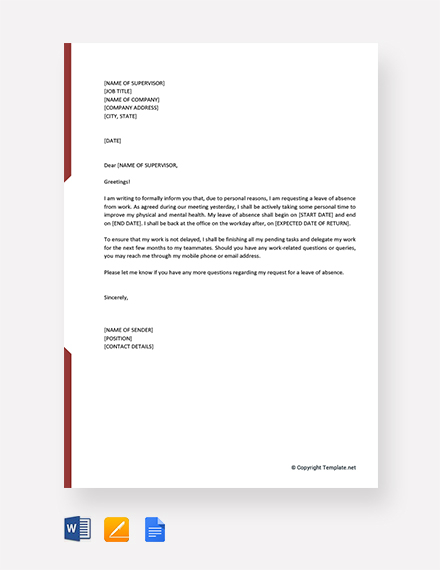 30+ Leave Letter Templates - PDF, DOC