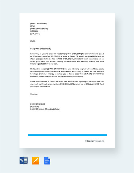 12+ Letter of Recommendation for Student Templates - MS Word | Apple ...