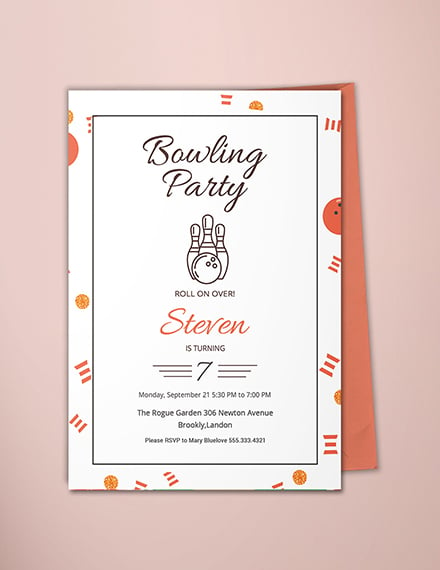 linear bowling party invitation template