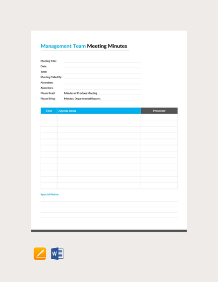 management team meeting minutes template