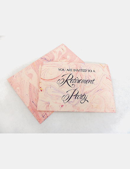 marbled design retirement party invitation